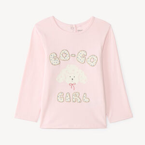 Camiseta de manga larga para bebé niña con estampado de caniche. 