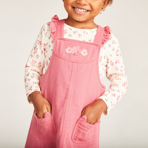 Conjunto de 2 piezas con vestido de tirantes floreado niña bebé. 