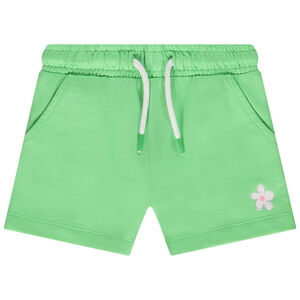 Short de felpa liso con estampado floral para niña 