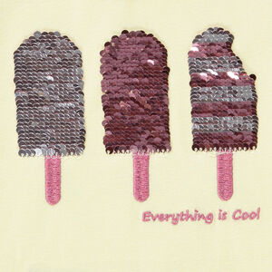 Camiseta de manga corta con helados de lentejuelas mágicas para niña 