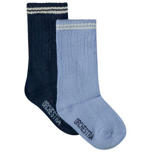 Lote de 2 pares de calcetines altos de canalé para bebé niño 