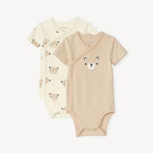 Lote de 2 bodies de manga corta de ositos para bebé niño 