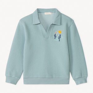 Sudadera de felpa con efecto arrugado y cuello tipo polo para niño. 