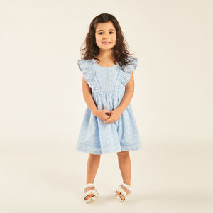 Vestido de tirantes con volantes de bordado inglés para bebé niña 