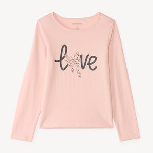 Camiseta de manga larga con estampado brillante para niña. 
