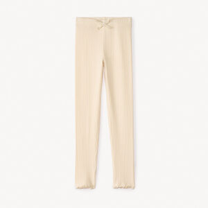 Legging de canalé liso con lazo para niña 