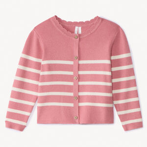 Chaqueta de punto acanalado con rayas para bebé niña  Main Chaqueta de punto acanalado con rayas para bebé niña