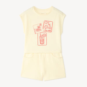 Conjunto de camiseta sin mangas + short con bordado para niña 