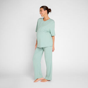 T-shirt de pyjama de grossesse manches 3/4 côtelé  Main T-shirt de pyjama de grossesse manches 3/4 côtelé