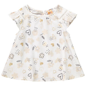 Top de satén con volantes y mangas cortas para bebé niña 