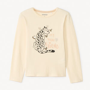 T-shirt manches longues print léopard pour fille   Main T-shirt manches longues print léopard pour fille