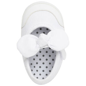 Zapatillas blancas con velcro y lazo para bebé niña 