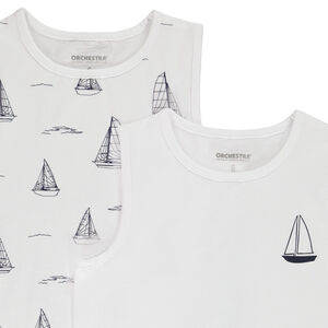 Pack de 2 maillots de cuerpo sin mangas con estampado de veleros niño 