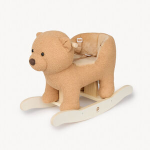 Ours à bascule en peluche avec assise et poignées en bois 