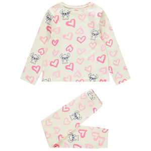 Pijama de 2 piezas con estampado de corazones y Stitch de Disney para niña 