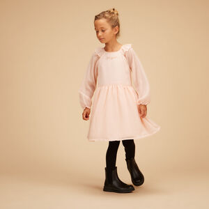 Robe manches longues unie en crêpe pour fille  Main Robe manches longues unie en crêpe pour fille
