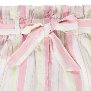 Short fluide en toile à rayures avec ceinture pour fille 