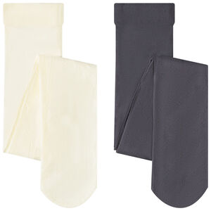 Pack de 2 leotardos gruesos de punto liso para niña 