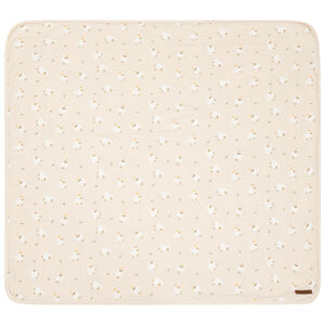 Manta bicolor 80 x 80 cm estampado ovejas La Vie à la Ferme beige 