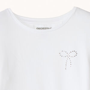 Camiseta de niña de manga larga con lazo de strass 