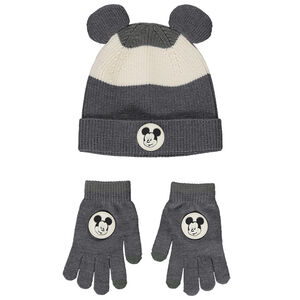 Conjunto gorro acanalado y manoplas Mickey Disney para niño 