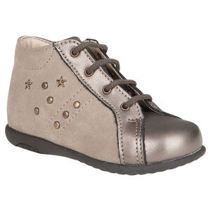 Botas bajas con cordones de cuero de color cobrizo con remaches 