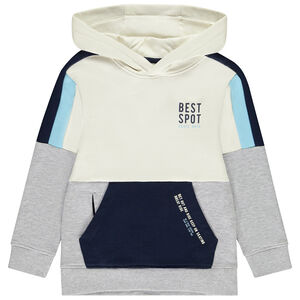 Sudadera con capucha efecto color block y bolsillos para niño 