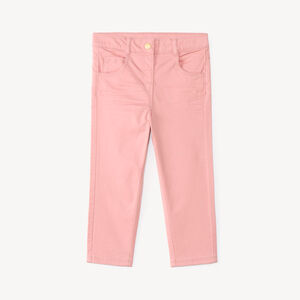 Pantalón slim para bebé niña en sarga lisa 