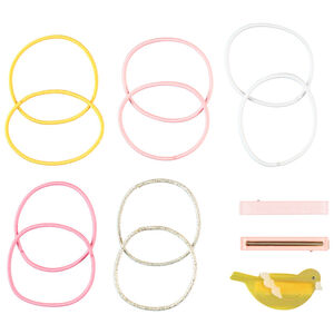Set de 3 clips + 10 gomas unis para niña  Main Set de 3 clips + 10 gomas unis para niña