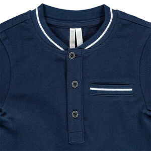 Polo de manga corta de algodón liso con cuello teddy para bebé niño 