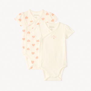 Pack de 2 bodies de manga corta con estampado de corazones para bebé niña 