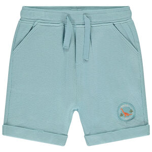 Bermudas de punto de abeja con parche de dinosaurio para bebé niño 