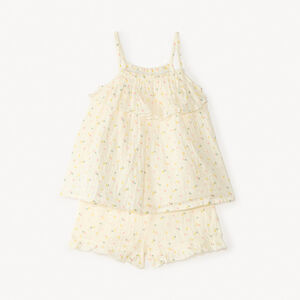 Conjunto corto de 2 piezas camiseta sin mangas + short estampado de corazones para bebé niña. 