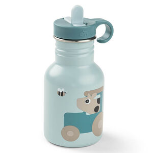 Botella acero inoxidable con pajita 350ml Tiny Farm azul 