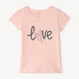 Camiseta de manga corta con estampado brillante para niña 