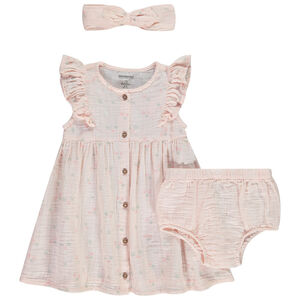 Conjunto 3 piezas en doble gasa estampado floral para bebé niña 