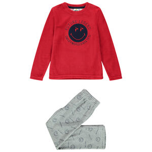 Pijama de terciopelo bicolor estampado Smiley 