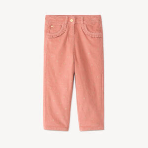 Pantalón slim de terciopelo para niña con estampado de fantasía 