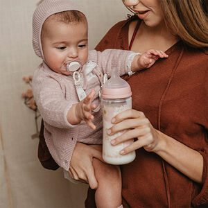 Chupetero broche y cinta de tela Poetry rosa 
