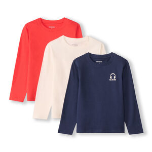 Pack de 3 camisetas de manga larga con estampado de casco para niño 