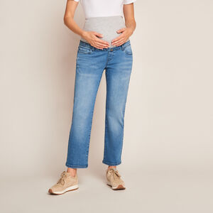 Jean recto de embarazo con banda alta 