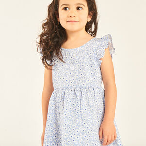 Vestido con estampado floral y espalda pronunciada niña. 