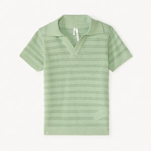 Polo de manga corta de tejido con detalles calados para bebé niño 