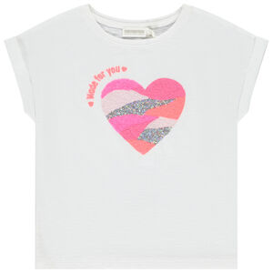 Camiseta de manga corta unicolor con bordado y lentejuelas para niña  Main Camiseta de manga corta unicolor con bordado y lentejuelas para niña