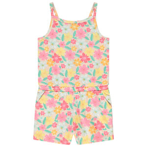 Mono corto de jersey slub con estampado floral para niña  Main Mono corto de jersey slub con estampado floral para niña