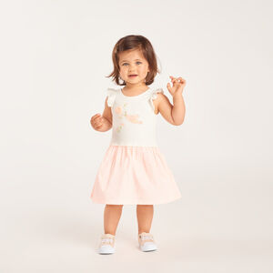 Robe de rayures à manches courtes 2 en 1 pour bébé fille 