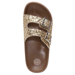 Sandalias doradas con paillettes y lazos para niña 