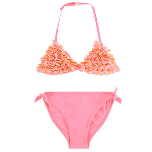 Bikini top triangular con volantes 