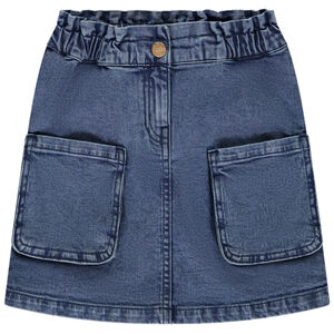 Falda corta de denim con grandes bolsillos para niña 