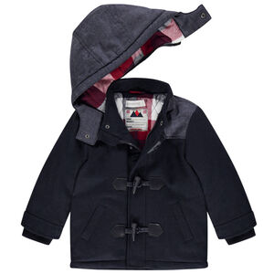 Parka estilo duffle coat bimaterial forrado en franela 